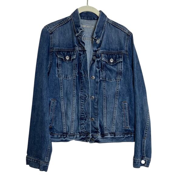 Gap 1969 Womens Trucker Denim Jacket Size Medium Blue Button Front Jean Jacket - Picture 1 of 5